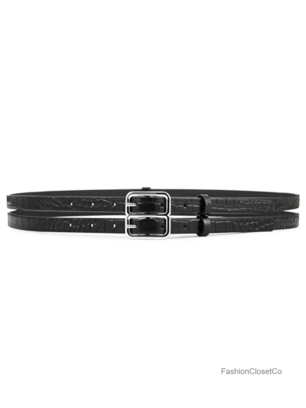Women's Double Buckle Belt Adjustable Waist Accent for Dresses & Jeans